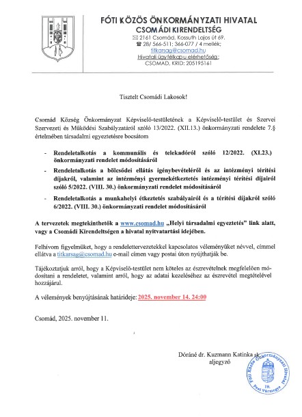 Rendeletek társadalmi egyeztetése