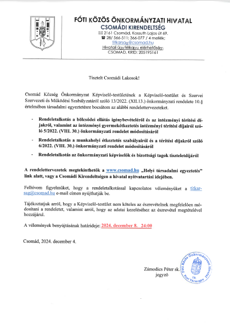 Rendeletek társadalmi egyeztetése