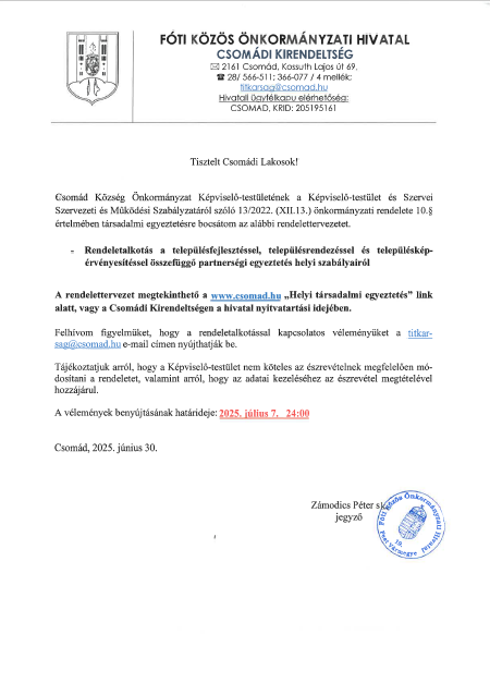 Rendelet társadalmi egyeztetése