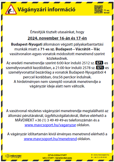 Pályaépítési munkák 2024.11.16-2024.11.17.