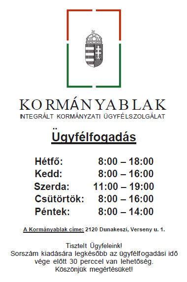 Kormányablak_Ügyfelfogadás_Dunakeszi_Önkormányzat