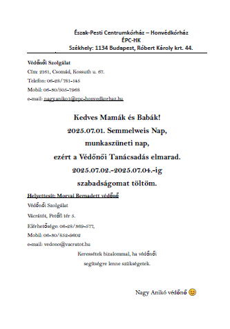 Védőnő - szabadság