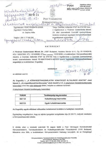 2207-2026 Környezethasználati engedély