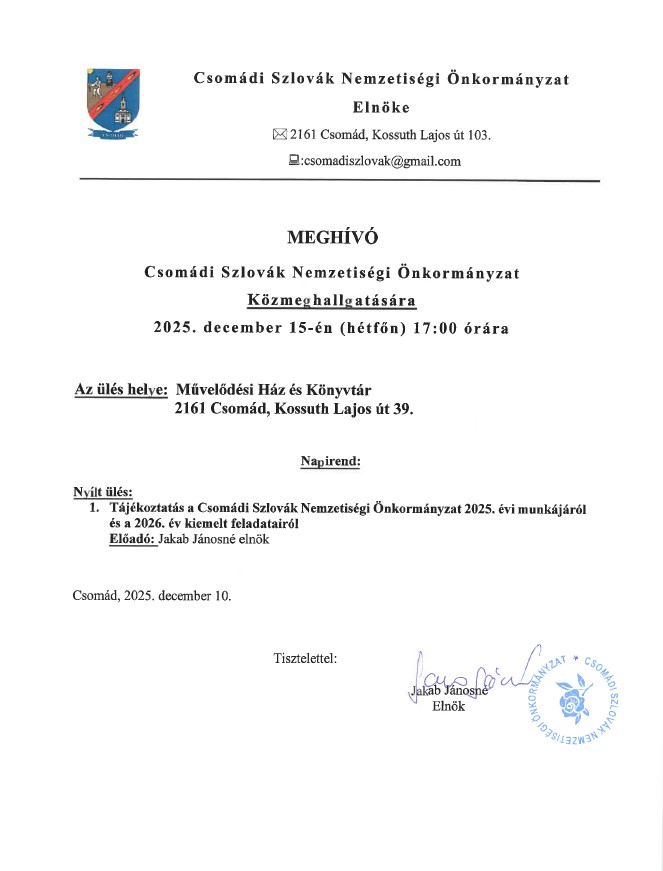 Meghívó - Közmeghallgatásra Meghívó - Közmeghallgatásra