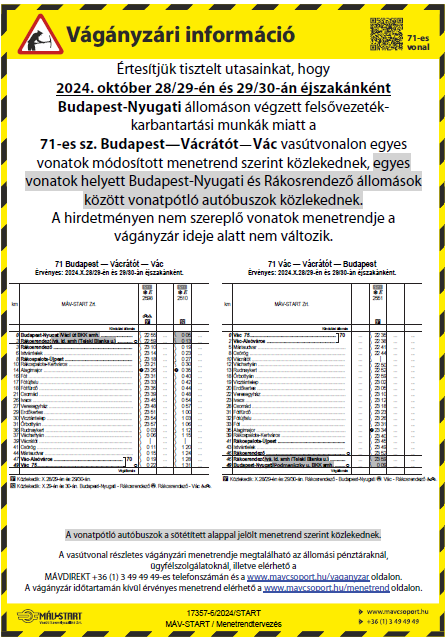 Pályaépítési munkák 71. sz. vasútvonal 2024.10.28-2024.10.30.