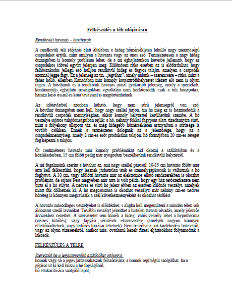 Felkészülés a téli időjárásra 2024